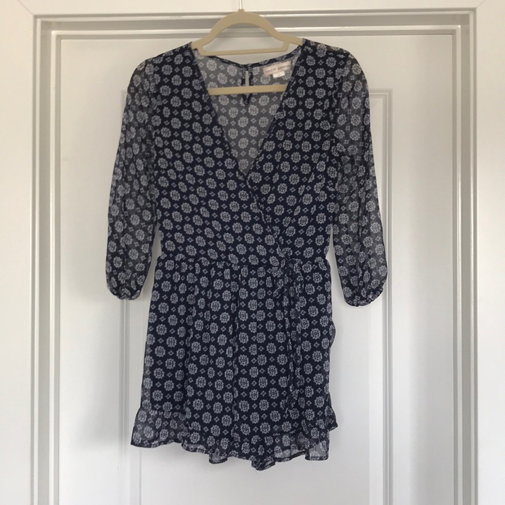 Navy and white printed romper